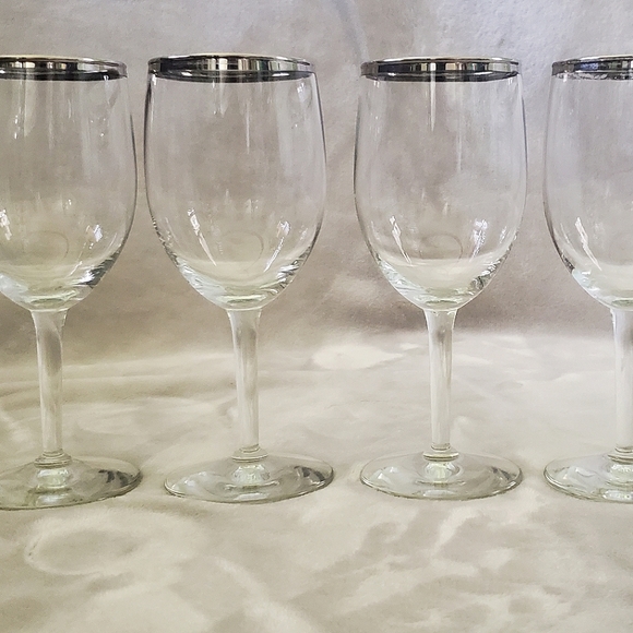 Silver Rimmed Wine Glasses - Picture 3 of 5